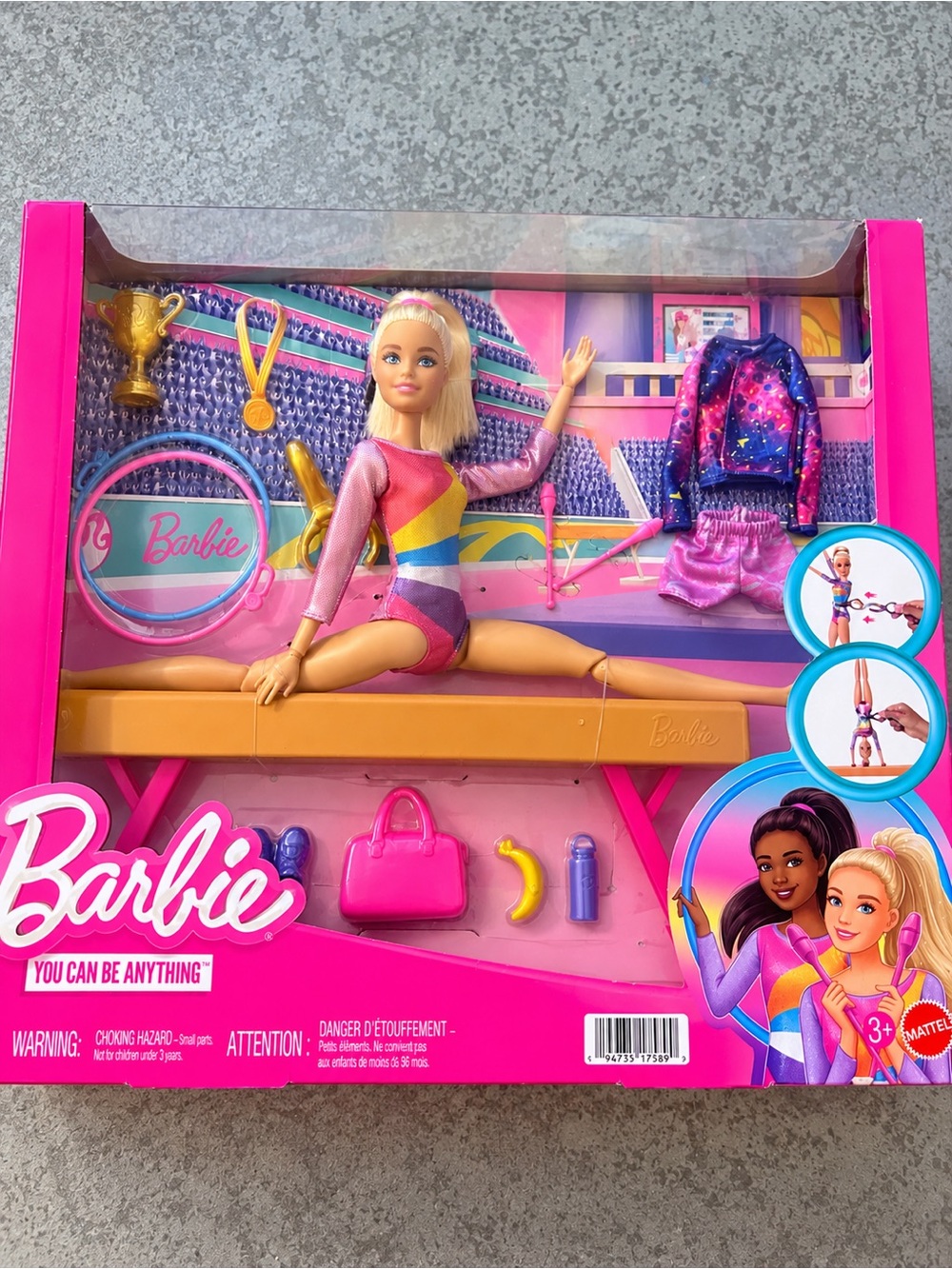 Barbie Gymnast Doll Playset with Pink and Yellow Leotard